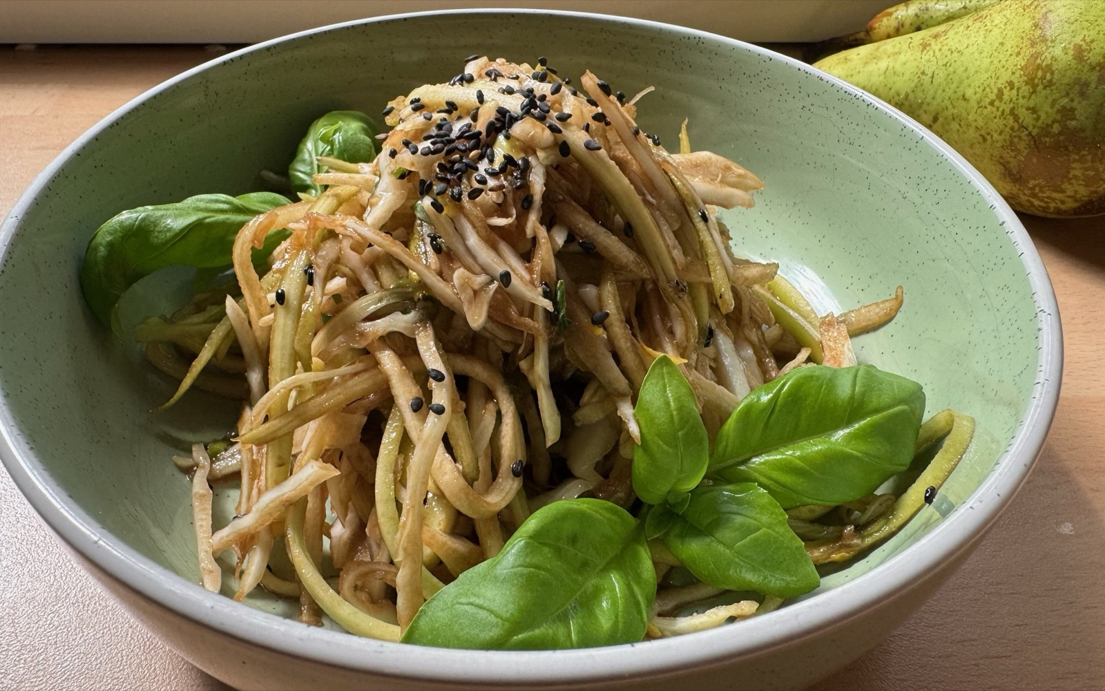 Pear & Courgette Salad with Sesame Dressing